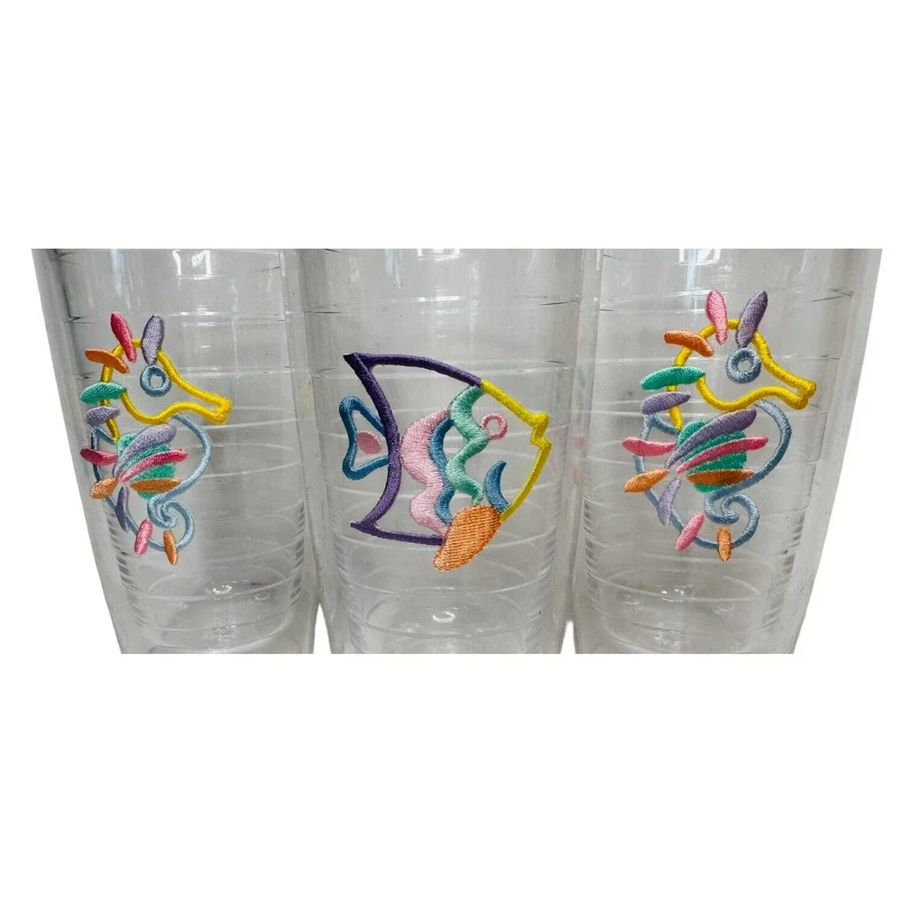 Tervis Tumbler Cups Insulated Tropical‎ Fish Seahorse 16 oz NO LIDS - LOT of 3